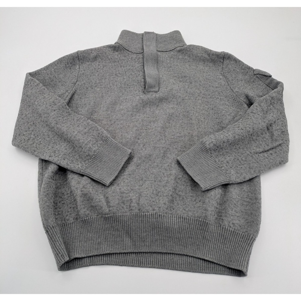 Banana Republic Mock Neck Sweater Mens XL Grey Italian Wool Military Epaulets - Picture 1 of 10